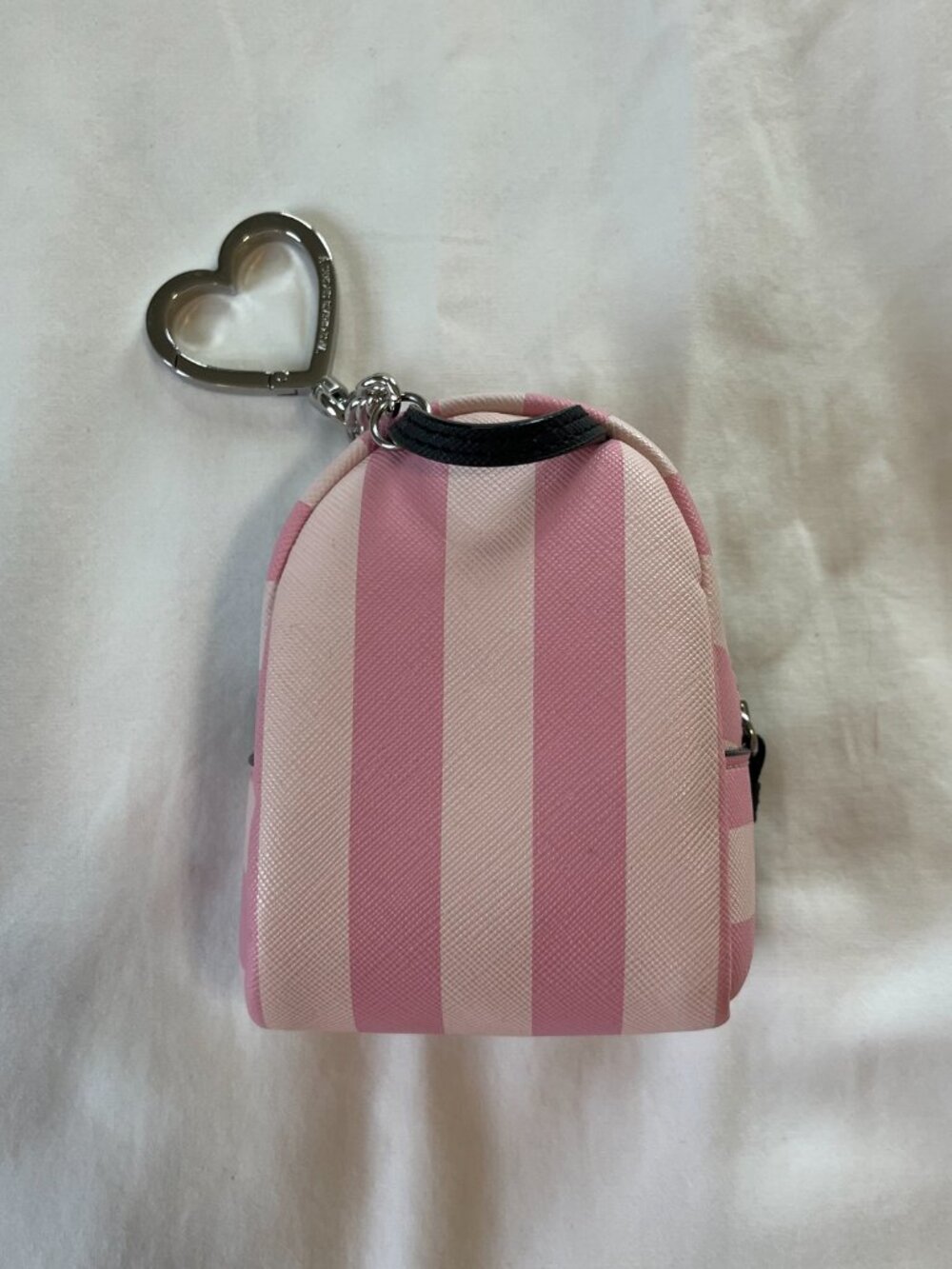 Victoria's Secret Pink Signature Stripe Key Chain Bag Charm Mini Backpack - Picture 4 of 4